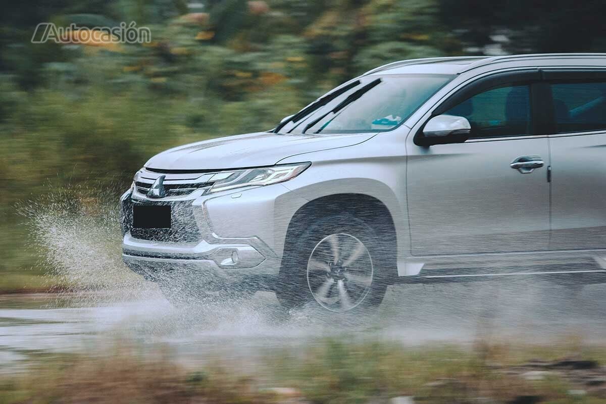 car in rain