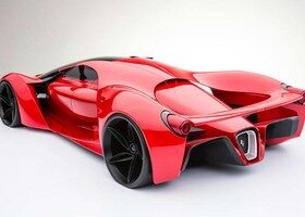 La zaga del Ferrari F80 Concept es más parecida a la de un coche de carreras del futuro.
