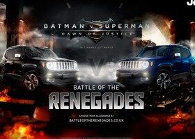 El Jeep Renegade en 'Amanecer de la Justicia' junto a Batman y Superman