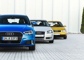 Las tres generaciones del Audi A3 juntas.