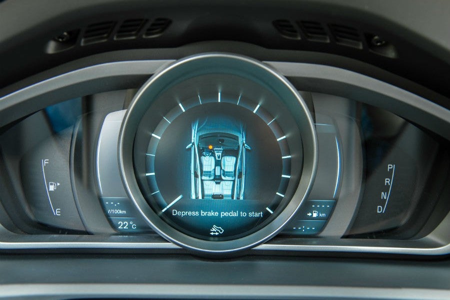 El panel de control del Volvo V40 es tan futurista como elegante.