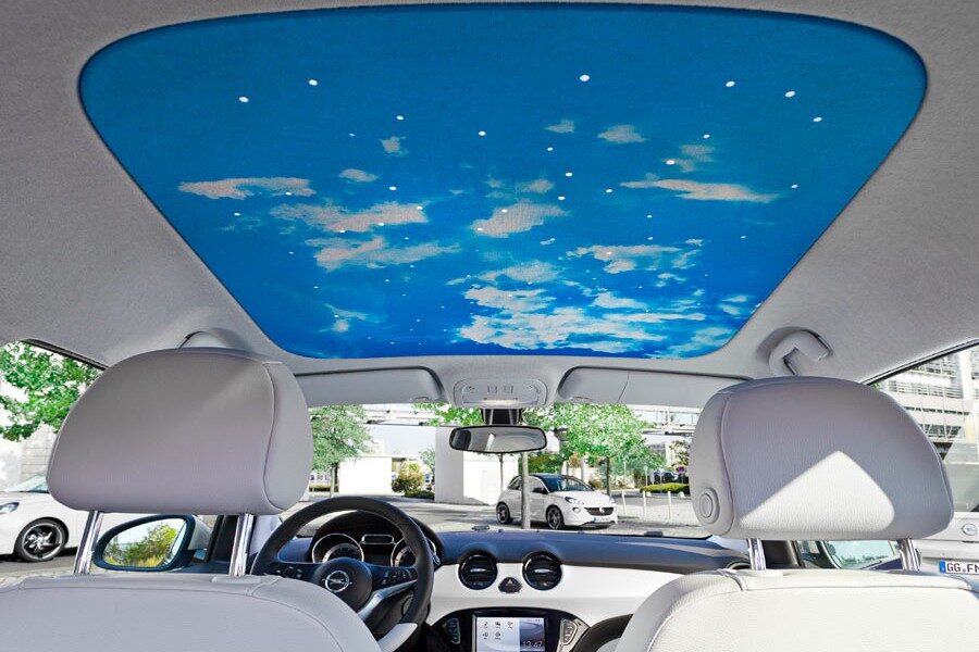 Ésta es una de las opciones que propone Opel para el Adam: un estampado para el interior del techo. Copyright: GM Company.