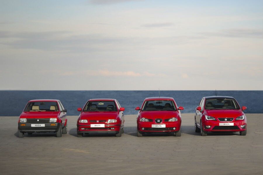 Las cuatro generaciones del Seat Ibiza juntas.