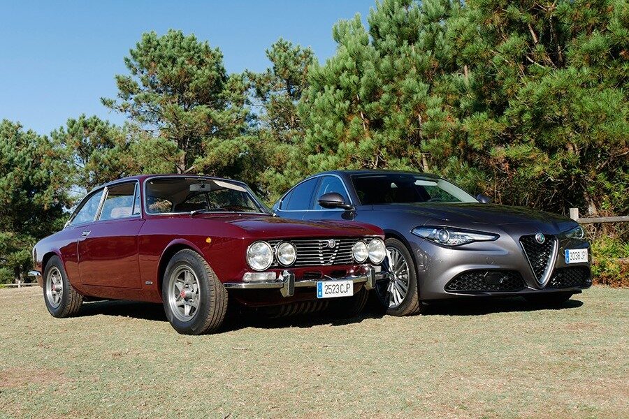 Juntamos a dos generaciones de Giulia, el coupé Bertone GT Veloce de los años setenta y el nuevo Giulia Super recién estrenado.