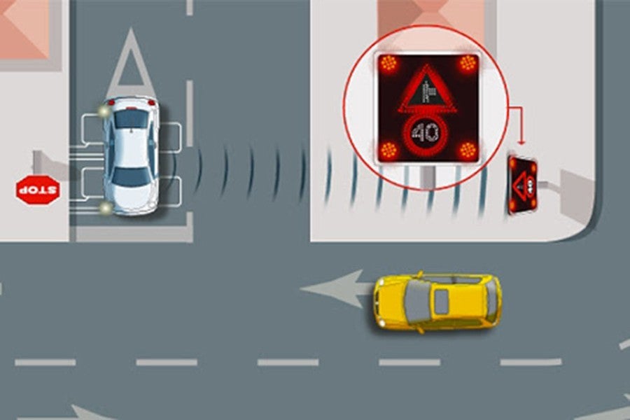 Cuando un vehículo está en la intersección, las señales alertan al resto.