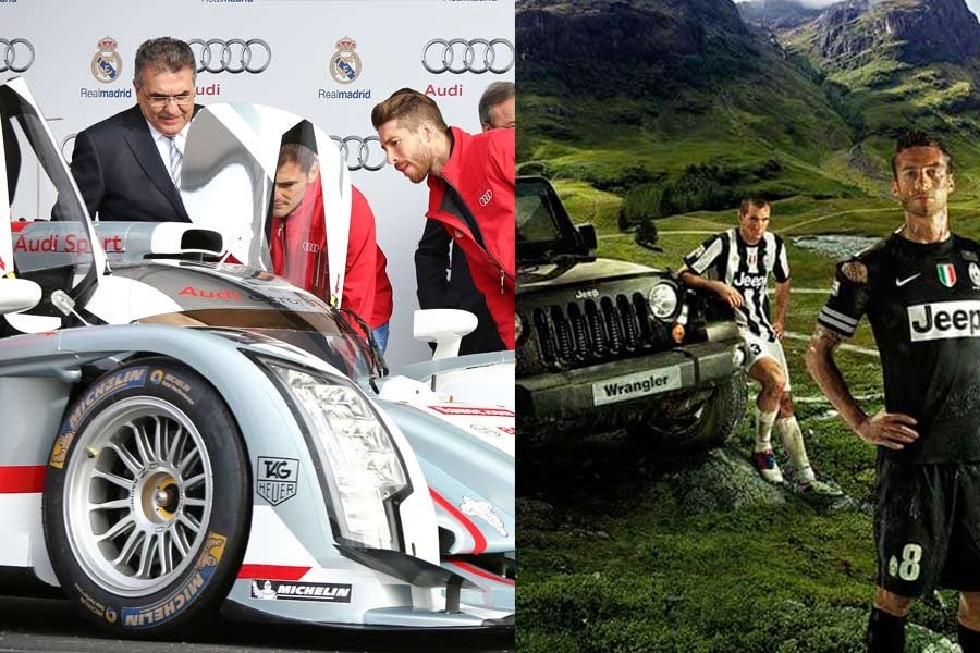 Los coches de los jugadores de Real Madrid y Juventus.
