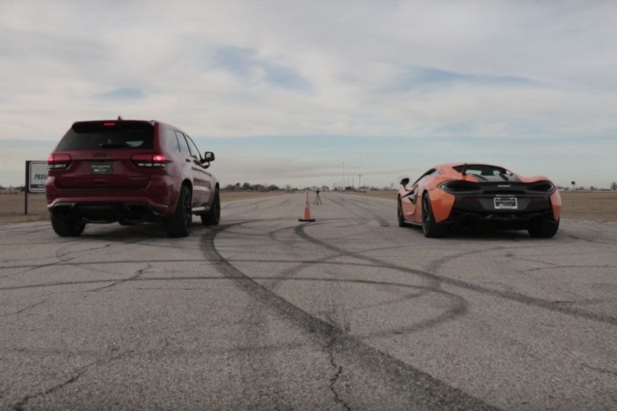 Jeep Grand Cherokee Trackhawk vs. McLaren 570S.
