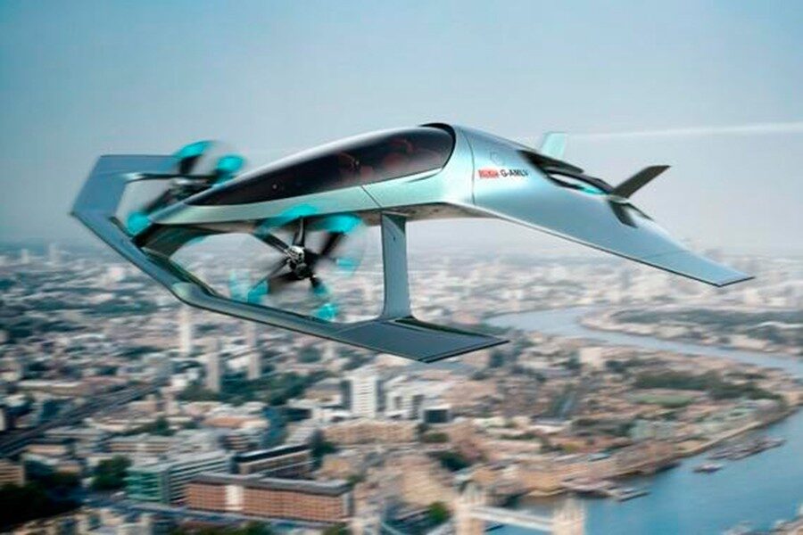 Aston Martin también propuso un modelo de vehículo volador. 