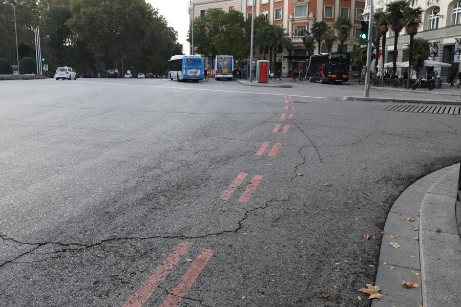 Estás líneas rojas marcan el perímetro de Madrid Central.
