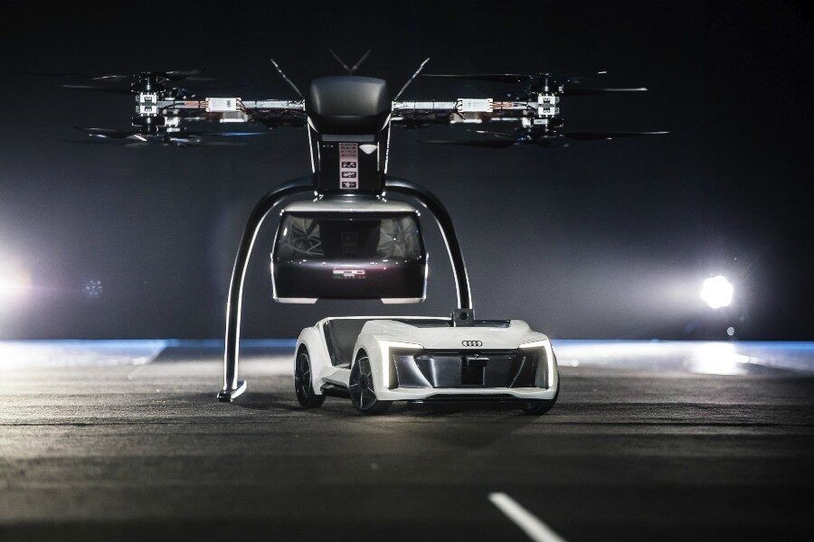 Una cápsula de pasajeros se colocara tanto en el dron como en el coche suministrado por Audi