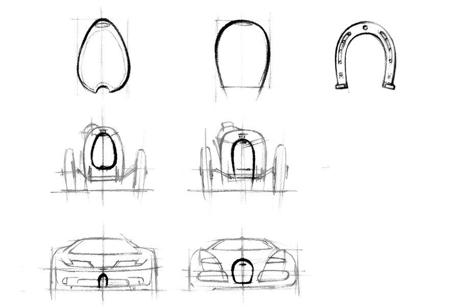El frontal de los Bugatti al principio tenía forma de huevo.