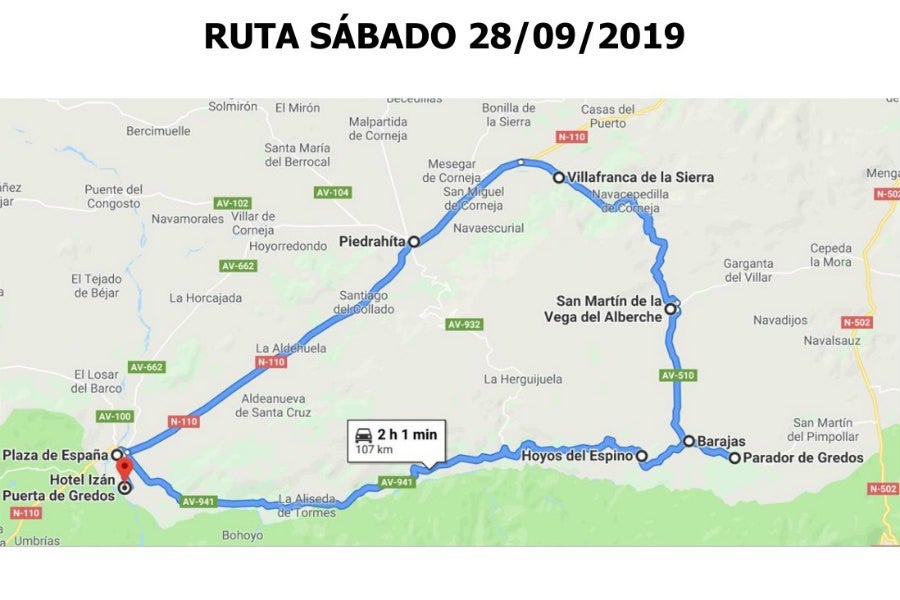 Desde las 11 hasta las 17:15 horas, los participantes de la concentración de Ferrari realizarán esta ruta programada.
