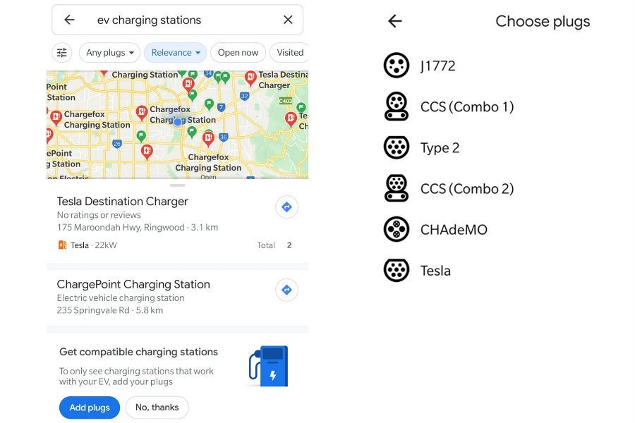 Los filtros de búsqueda de puntos de carga es una de las nuevas funciones para coches eléctricos de Google Maps.