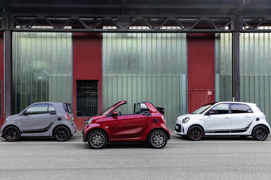 Como hasta ahora, los Smart EQ podrán escogerse en tres carrocerías, cupé, cabrio y de cuatro puertas.