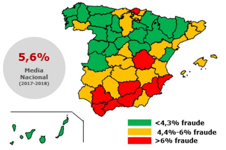 El mapa de estafas en España del V Barómetro del Fraude en el Seguro.