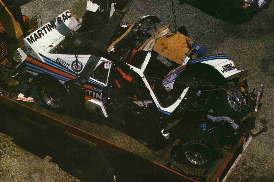Así quedó el Lancia 037 del malogrado Attilio Bettega.