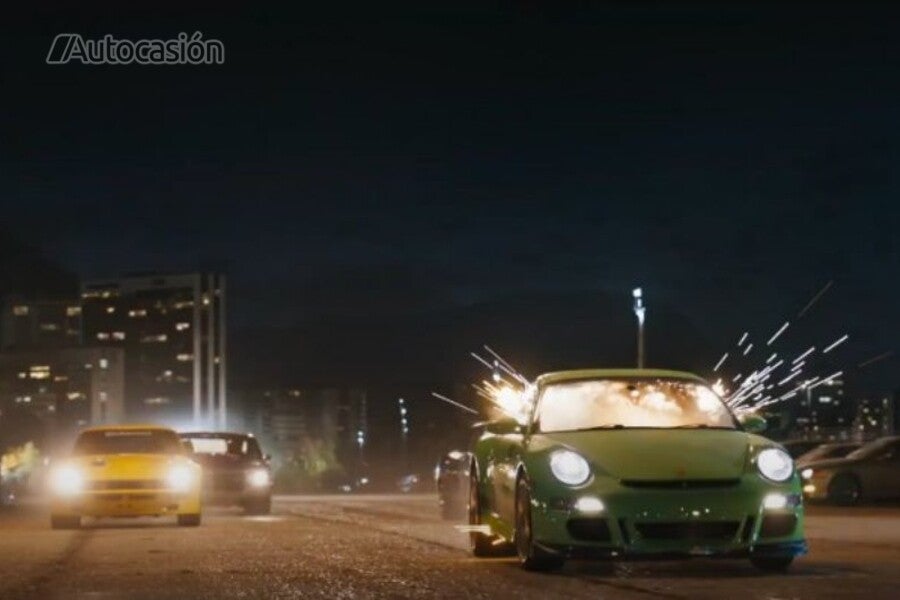 A Porsche 911 being blown up in Fast X.