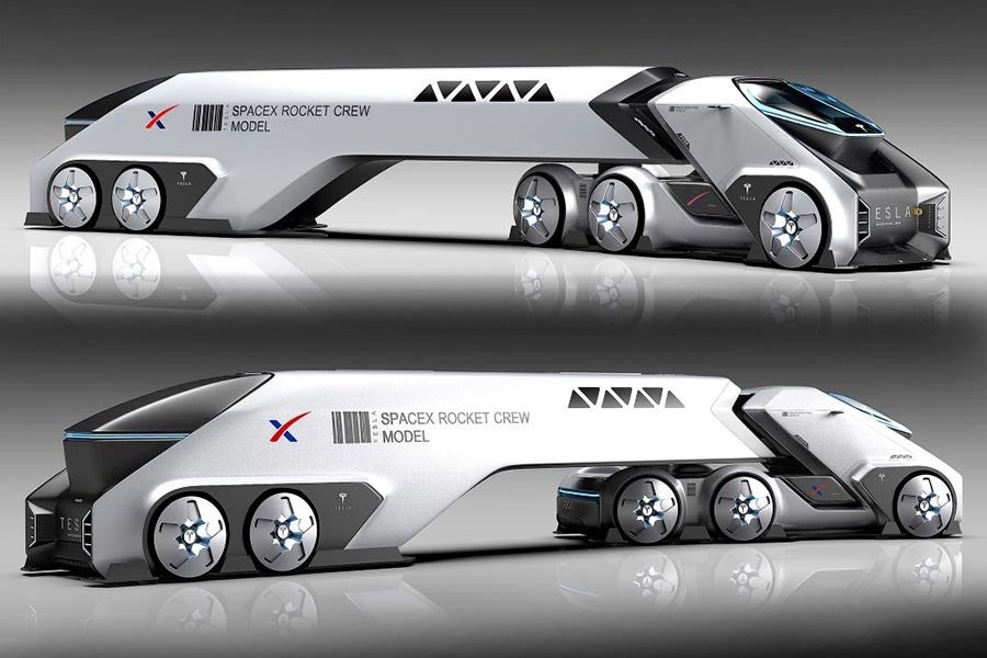 SpaceTruck, diseñado para transportar piezas de cohetes y a la tripulación de SpaceX entre instalaciones