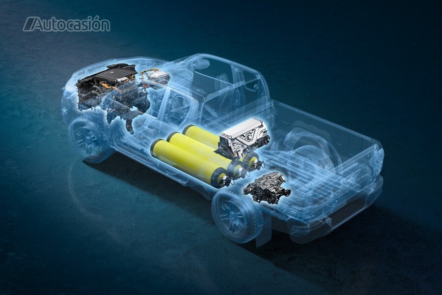 Toyota Hilux with hydrogen fuel cell.